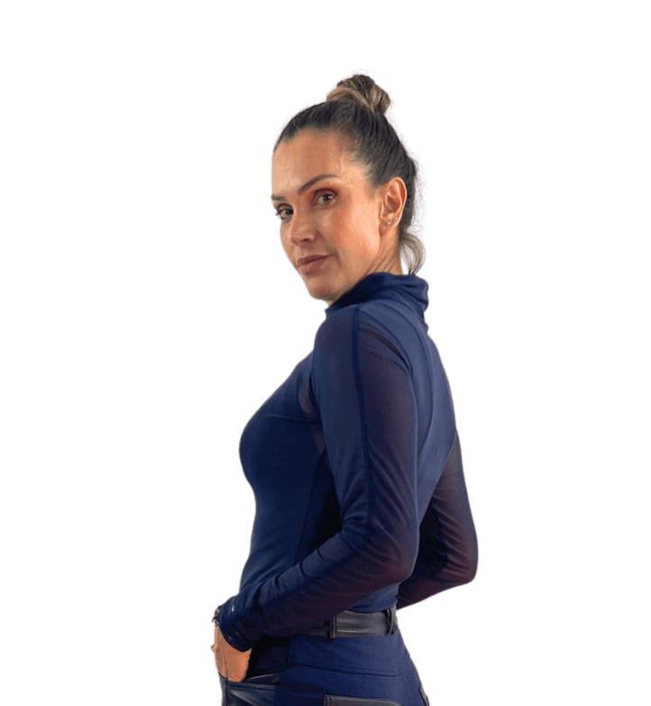 Blusa Segunda Pele Azul Gola Role