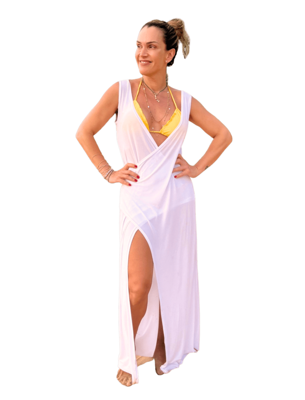 Vestido Saída de Praia Transpasse Branco LIRA